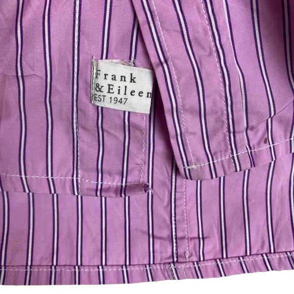 Frank & Eileen Barry Shirt Size Small Lilac Stripe Button Crinkle Texture - Picture 6 of 9